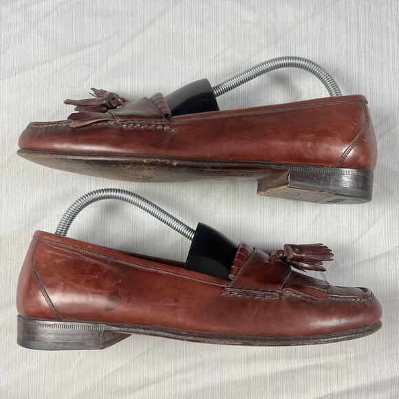 Cole Haan Genuine Leather Tassel Loafer Men’s Size 8 Dress Shoes Made in Italy - Picture 3 of 7